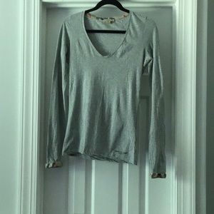 Burberry Brit V Neck Gray Cotton Shirt